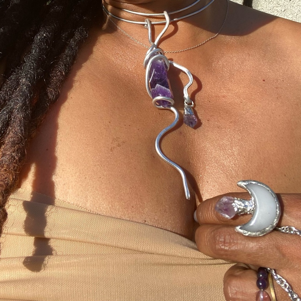 Chevron Amethyst Choker